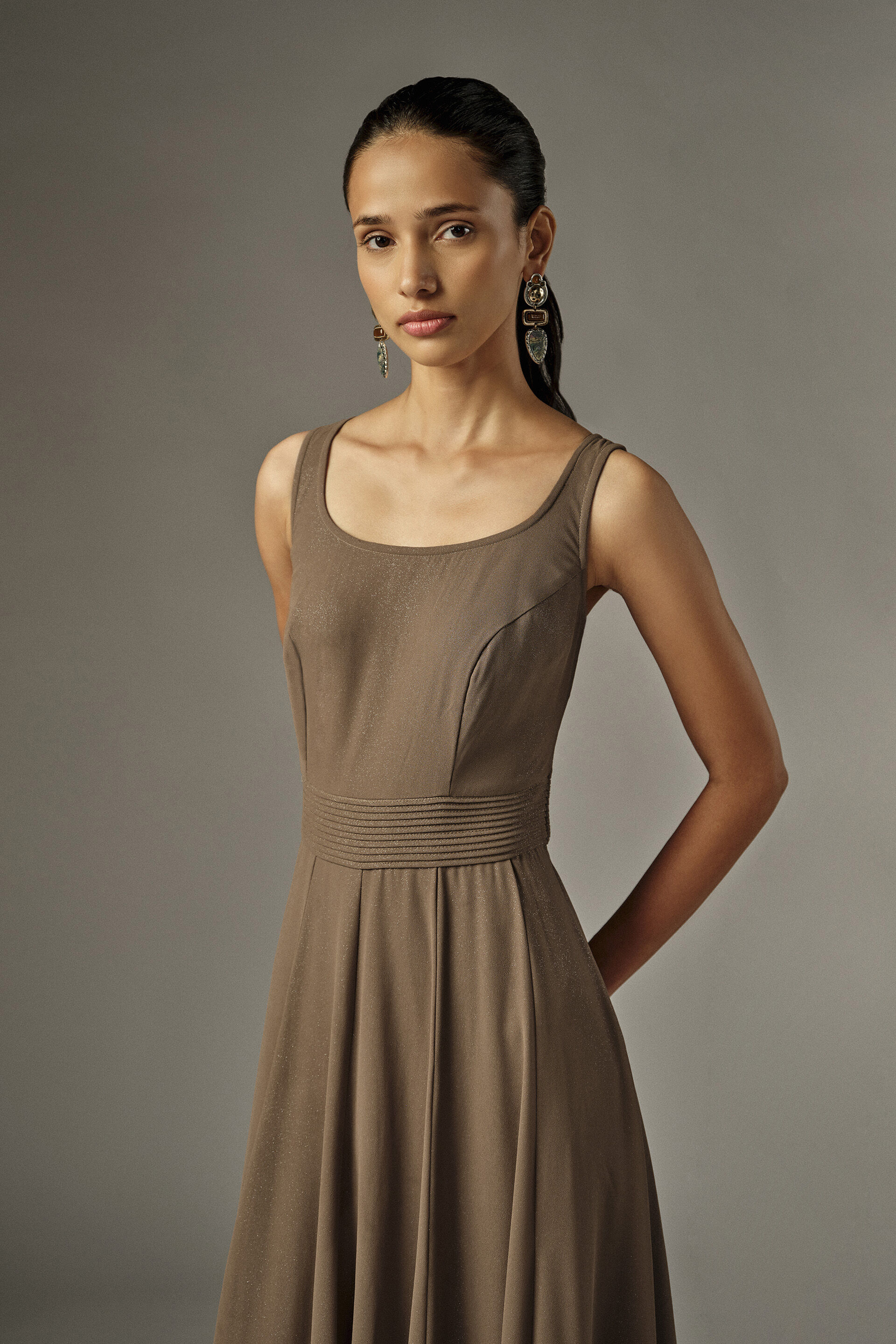 Fit & Flare Maxi Dress in Brown, Brown, image 3